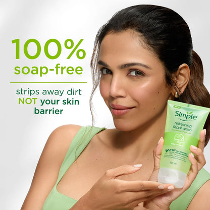 Simple Kind To Skin Refreshing Facial Wash 150 ml | 100% Soap-Free Facewash that doesn't dry out your skin| For All Skin Types
