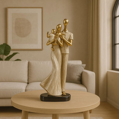 Xtore Stylish Loving Couple Resin Romantic Figurine Statue for Home Decor (Pack of 1, Golden Brown)