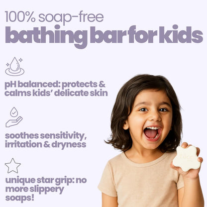 Tuco® Kids Oat Bathing Bar for Baby & Newborn, 75g (Pack of 1) | Star Shaped-Easy to Grip, 100% Soap & Tear Free, Skin Friendly PH5.5, Dermatologically Tested, Safe for Sensitive Skin