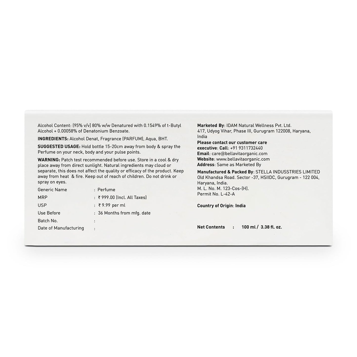 Product label with text on a white background