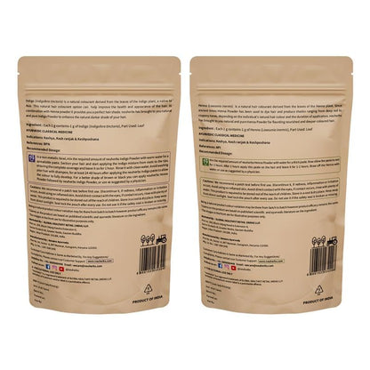 Neuherbs Henna and Indigo Powder for Hair (100 gm Each), Combo Pack | Pure & Natural Powder for Colouring and Nourishing Hair | With No Artificial Colour & Additives