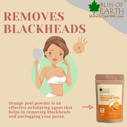 Bliss of Earth™ 100% Pure Orange Peel Powder | 100GM | Best For Naturally Glowing Skin | Natural Sun Tan Remover & Exfoliator | Hair Conditioning & Skin Care |