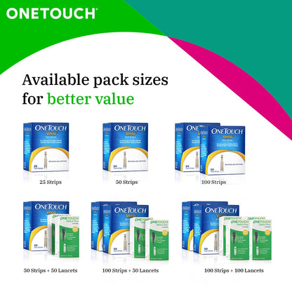 OneTouch Verio Test Strips | Pack of 50 Strips | Blood Sugar Test Machine Testing Strips | Global Iconic Brand | For use with OneTouch Verio Flex Glucometer