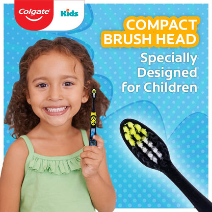 Colgate Toothpaste For Kids (6-9 Years), Natural Strawberry Mint Flavour, 0% Artificial, Oral Care - 80G Tube & Kids Batman Toothbrush, Extra Soft With Tongue Cleaner (Pack Of 3)