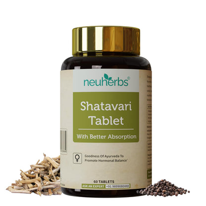 Neuherbs Shatavari 60 Tablets | Boost Energy, Immunity & Maintain Women's Hormonal Balance | Supports Lactation | No Added Preservatives