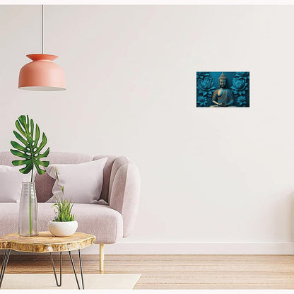 Buddha Paintings for Living room, Buddha Poster Big Size with Sparkle Coated Lamination - 22058 (Self Adhesive) 18x24 Inch
