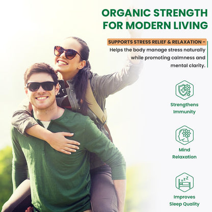 NATURYZ Organic Ashwagandha 1200mg Tablets | Stress Relief, Energy, Immunity & Muscle Recovery Support | For Men & Women | Vegan, Non-GMO, Gluten-Free | USDA Organic | 60 Veg Tablets