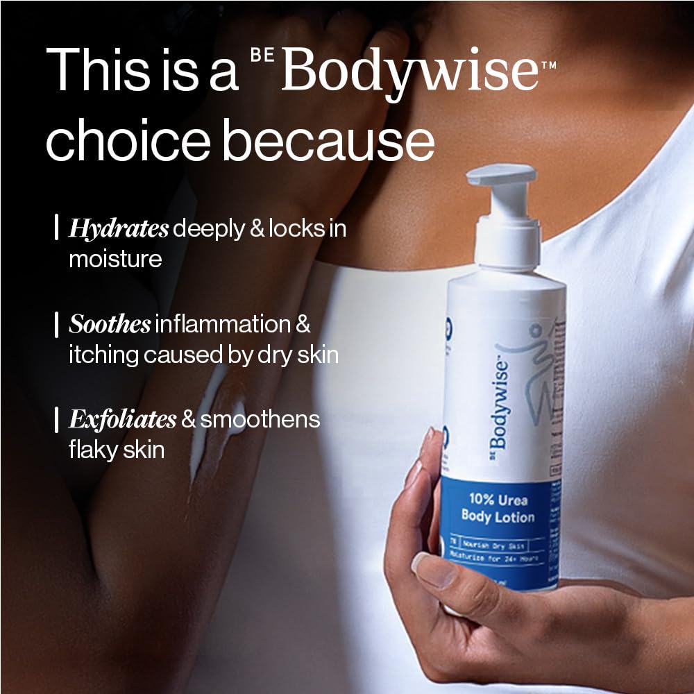 Be Bodywise 10% Urea Body Lotion 300ml | 48 Hour Dry Skin Relief | For Very Dry & Flaky Skin | With Ceramides, Kokum & Mango Seed Butter | Non-Greasy & Lightweight Formula