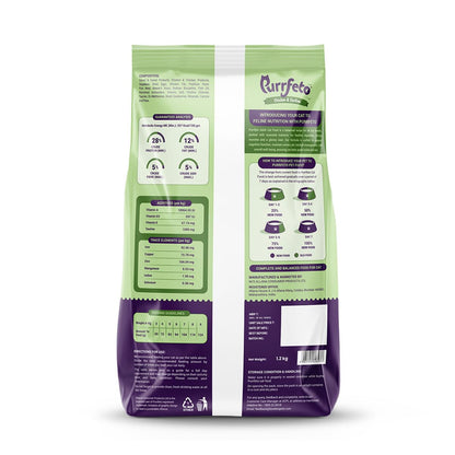 Purrfeto Adult Dry Cat Food | Chicken & Sardine | 1.2 kg |40% Reduction in Urinary Track Diseases |Anti Hairball Formula |Healthy Skin & Coat |Improves Digestive Health