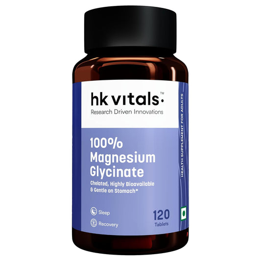 Hk vitals 100% Magnesium Glycinate (1880mg) 120 Tablets | For Better Sleep Quality & Muscle Recovery | Trustified Certified