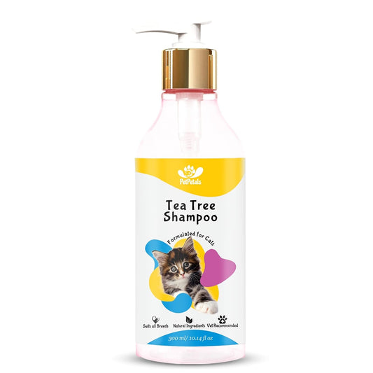 Cat shampoo bottle with a pump on a white background