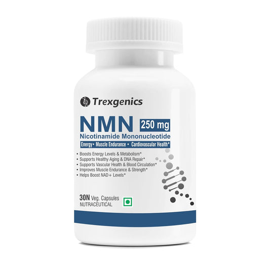 Trexgenics NMN 250 mg supplement bottle on a white background