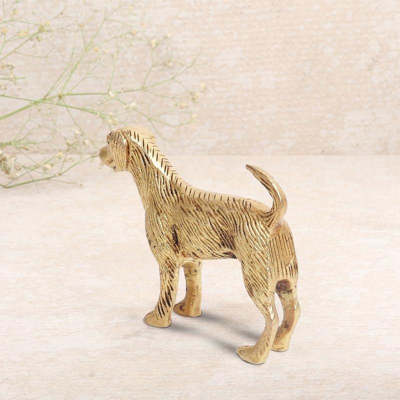 Brass Animal Dog Sculpture Statue Handcrafted Decorative Showpiece Idol for Home, Office Dcor (Size : 7.6cm Height | Weight : 238gm Approxe)