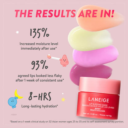 Laneige Lip Sleeping Mask | Moisturizing Lip Treatment with Vitamin C + Shea Butter for Soft Hydrated Lips | Overnight Repair | Lip Balm For Dry Chapped Lips| Lasting Hydration