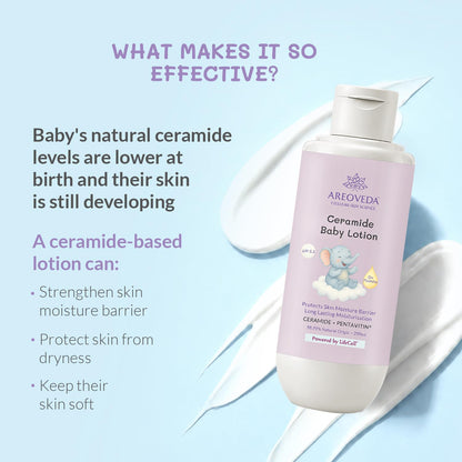 AreoVeda Ceramide Baby Lotion (200ml) | With Ceramides, PENTAVITIN® and Oats Extract | Long Lasting Hydration | Strengthens Skin Moisture Barrier