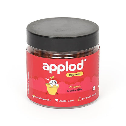 Applod Chicken Dental Stix Dog Treats for Puppies & Adult Dogs | Healthy Easy-to-Digest Training & Dental Care Reward Snacks for Small Breeds | 220g