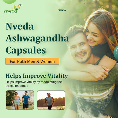 Nveda Ashwagandha 60 Capsules, Anxiety & Stress, Ashwagandha for Men & Women, Boosts Vitality, Improves Strength & Energy, Ashwagandha Capsule (500gm)