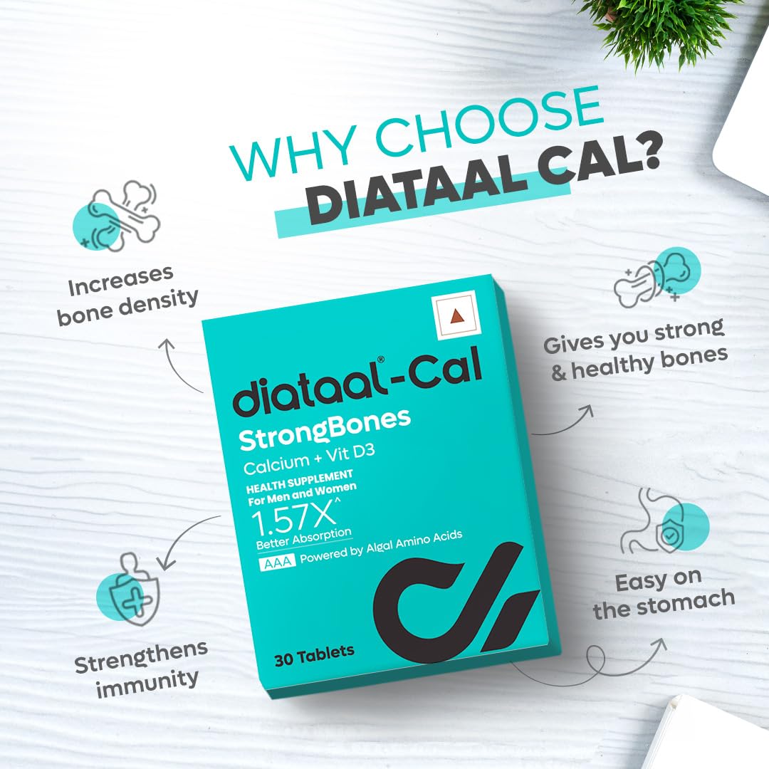 Cal StrongBones | Active Absorbable Calcium + Vit D3 for Strong bones | Calcium Tablets for Men & Women & Kids | Using Patented Japanese technology | 30 tabs