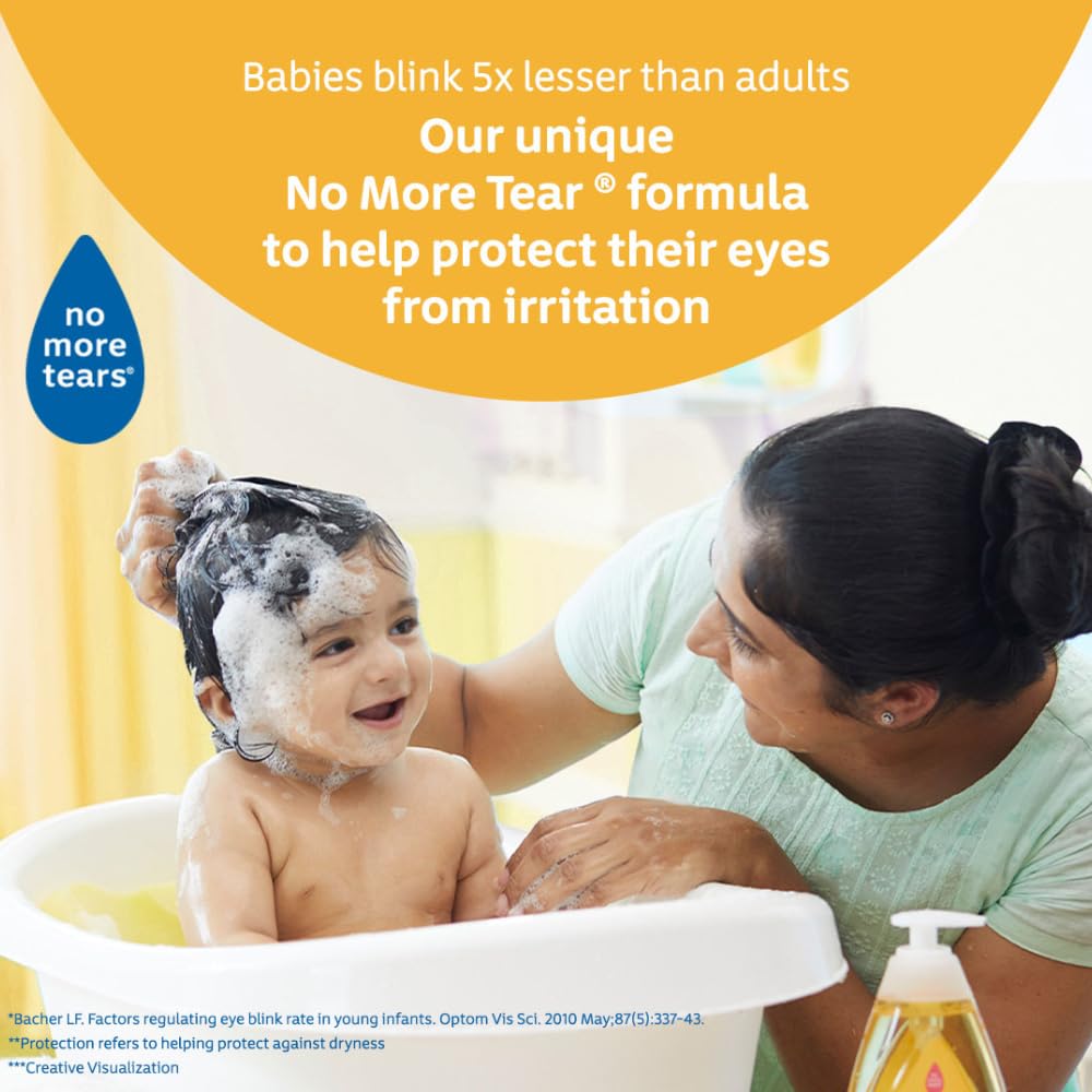 Johnson's Baby No More Tears Baby Shampoo, 200ml | With Aloe & Vitamin B5 | Helps Clean & Protect Baby Hair | No Added Parabens, Dyes, Sulphates & Pthalates | Hypoallergenic & PH Based Formula | Recommended by Paediatricians