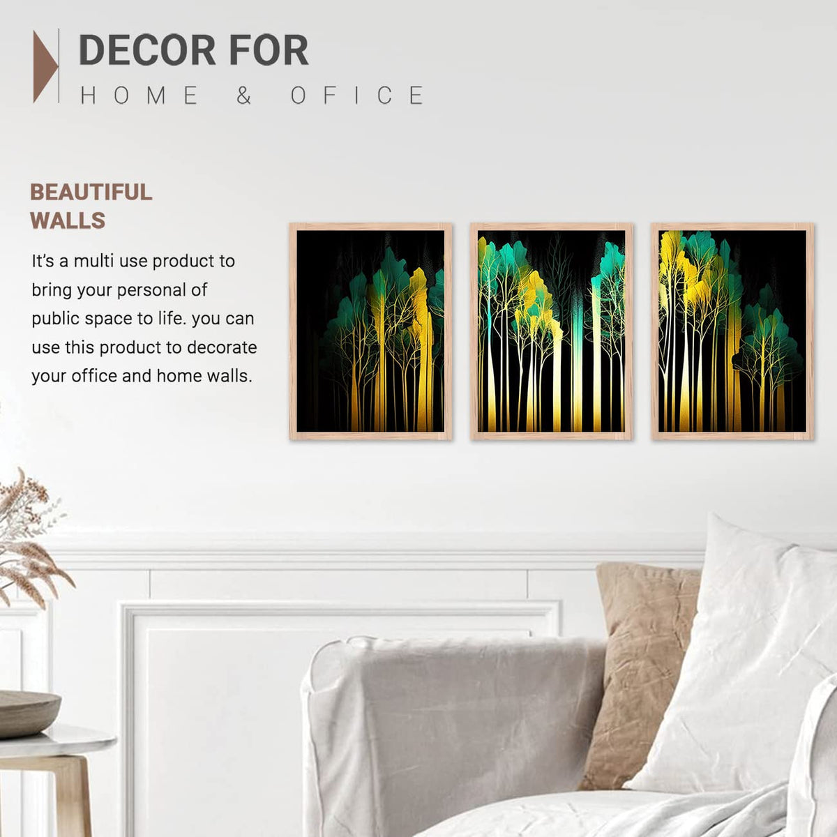 Painting for Wall Decoration - Modern Art Wall Decor Framed Painting for Living Room Bedroom - Framed Wall Posters/Paintings with Frame Set of 3 (Art 3, 10x13 inch)