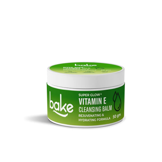 BAKE Super Glow+ Vitamin E Cleansing Balm | Rejuvenating & Hydrating Formula | For Acne prone skin Dry, Normal, Oily & Combination Skin | Sulphate & Paraben Free | 50g
