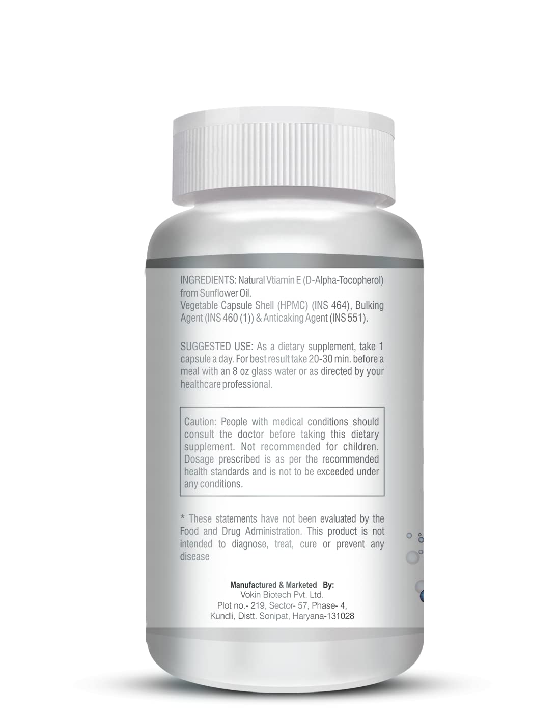 Supplement bottle with label on a white background