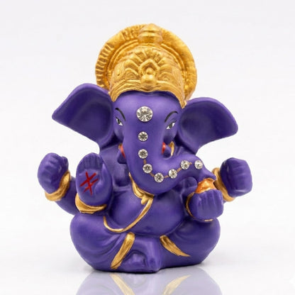 Ganesha Idol for Car Dashboard Ganesha Murti Ganpati Idol Home Decor Puja Lord Ganesh Statue Gift for Office for Office Desk Puja Room Figurine (Purple 3 inches)