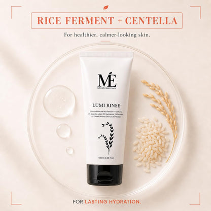 Miloé Lumi Rinse Face Wash 100ml | Korean Brightening Cleanser | Daily Care with Rice Ferment, Green Tea & Niacinamide | Sulfate-Free for Glowing, Even-Toned Skin | Non-Comedogenic | All Skin Type
