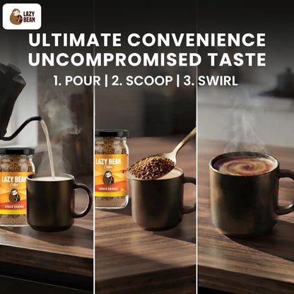 Lazy Bean Choco Orange Flavoured Instant Coffee | 100% Arabica Coffee | Medium Roast | Rich Chocolate & Refreshing Orange Flavour | Premium Instant Coffee Powder | Café Style Beverage | 50g