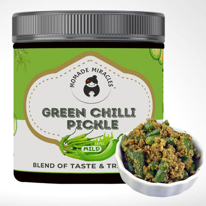Momade Miracles Green Chilli Pickle | Hari Mirch Ka Achar - Hot, Tangy, Spicy & Delicious | Traditional Indian Taste | Made With Fresh Green Chilles | 100% Organic Green Chille Pickle (400gm)