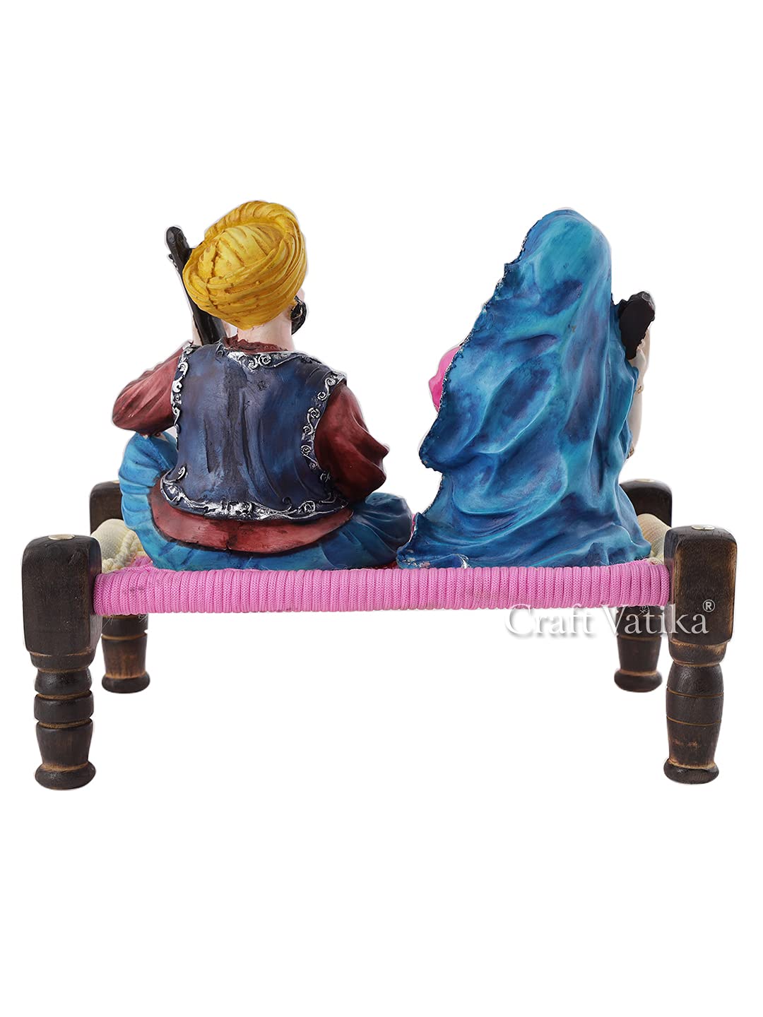 Resin Couple Idol, 11 x 9.5 x 6.5 Inches, Multicolour, Idol