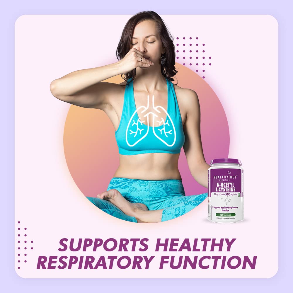 Zephivo Healthyhey Nutrition N-Acetyl L-Cysteine (NAC) - Non-GMO - Gluten Free -Pack of 120 Veg. Capsules
