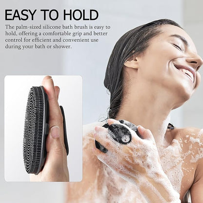 KROYWEN Soft Silicone Back Scrubber Long Handle Bath Brush + Body Scrubber Bath Brush + Scalp Massager for Hair + Face Scrubber Brush, Combination Combo, Super-Exfoliating & Lathering Body Scrubber, Shower Brush (7 Pcs Combo)