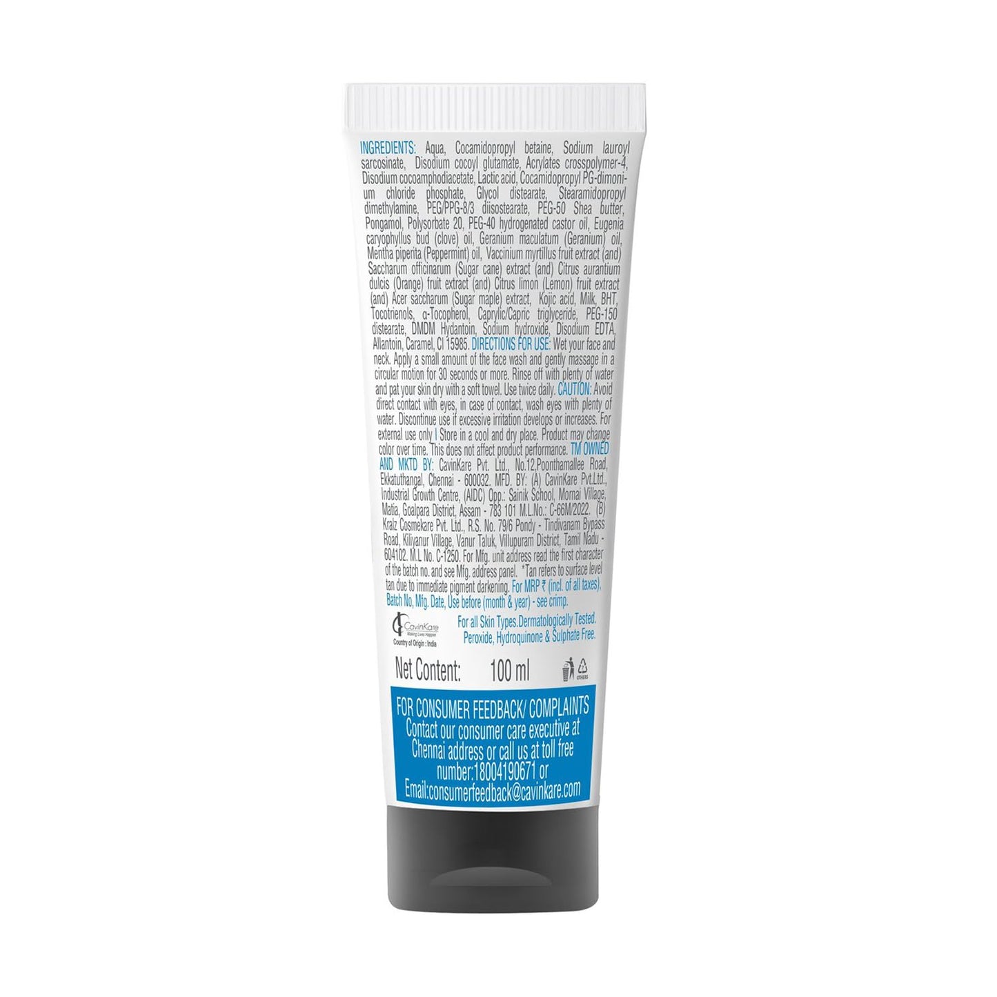 Raaga Professional De-Tan Face Wash with Kojic Acid & Milk | Reduces Tan | Instant Brightness | Deep Cleansing | For All Skin Types | 100 ml