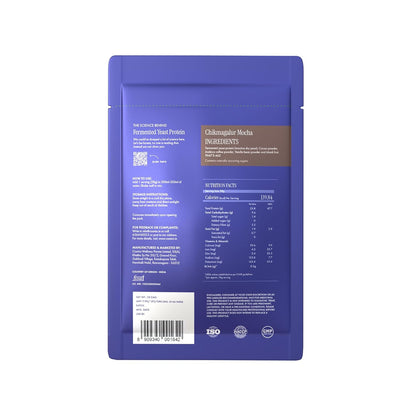 Cosmix Fermented Yeast Protein Powder | 24g Protein | Pure Single-Source Plant Protein | Made In-House | Smooth, Crazy tasty & Gut-Friendly | Chikmagalur Mocha, 38g Sachet