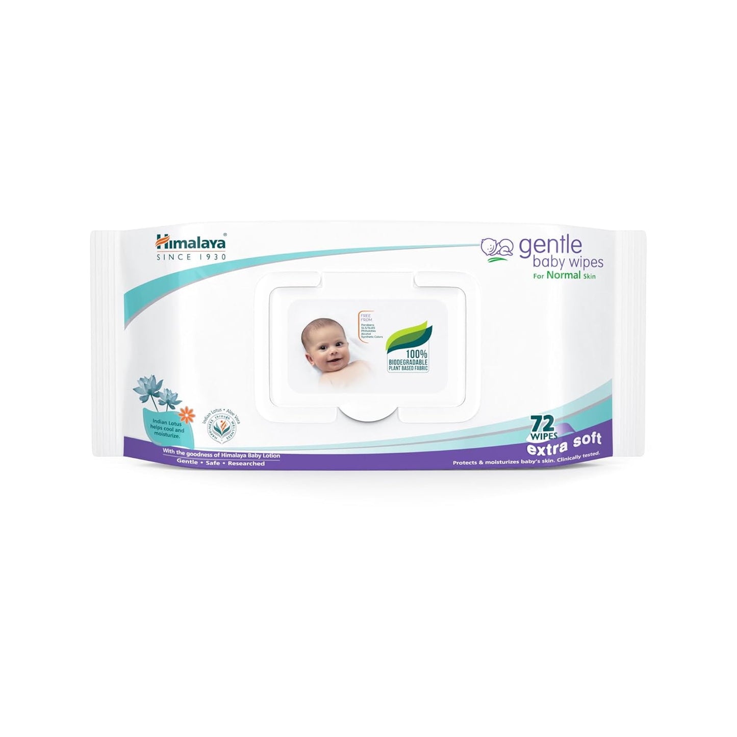 Himalaya Gentle Baby Wipes, 72 Wipes,White