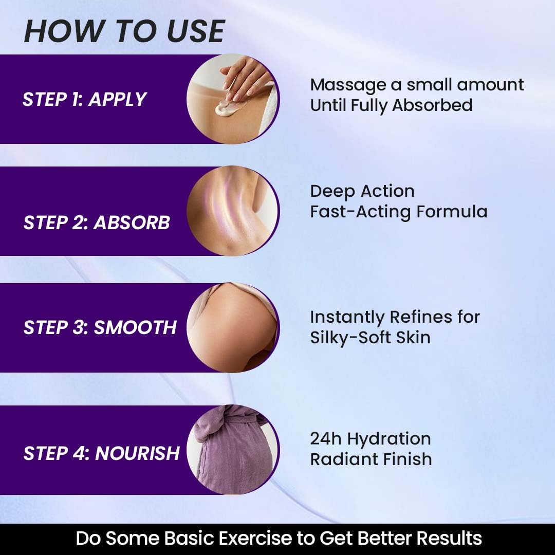 Pureza Naturals Back & Bum Cream 100g – Skin Brightening & Moisturizing Cream for Back, Butt & Thighs – Reduces Dark Spots, Acne Marks & Uneven Skin Tone