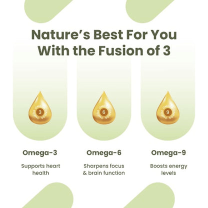 Revital Omega 3 Vegetarian 1000mg Flaxseed Oil |Supports joint health, heart health and enhances memory function | Fusion on Omega 3,6 and 9 |Plant-Powered| 60 capsules