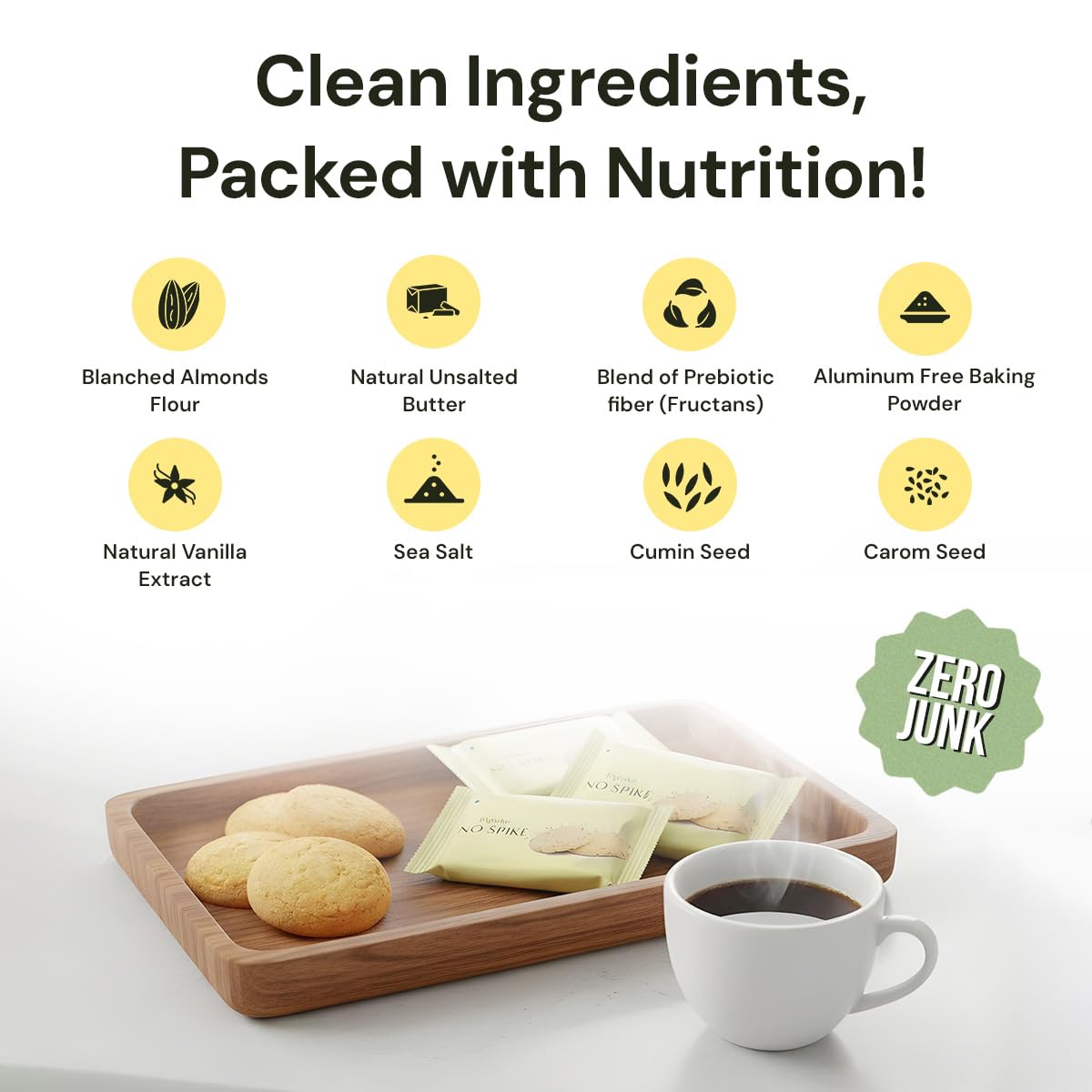 B'spoke NoSpike Savoury Cookies | No Added Sugar | 100% Almond Flour Base | High Fibre & Protein | Zero Junk