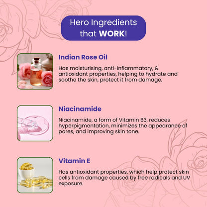 Product packaging with hero ingredients on a pink background