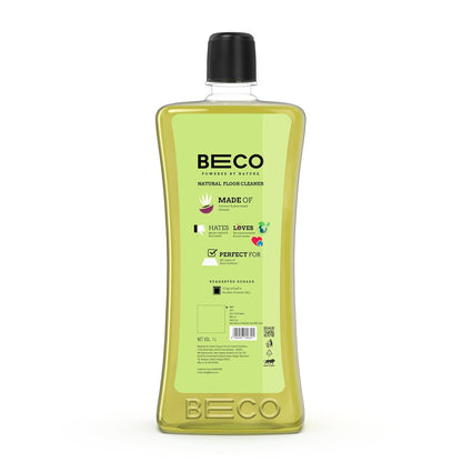 Beco Natural Disinfectant Surface & Floor Cleaning Liquid | 1L Bottle | Non Toxic Germ Kill Formula | Lemongrass & Basil Freshness | Safer Than Phenyl | Kids Safe & Pet Friendly Floor Cleaner Liquid
