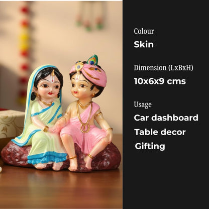 Radha Krishna Resin Idol, Skin, 10 × 6 × 9 cm