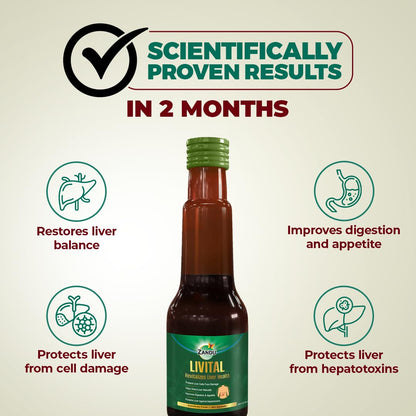 Zandu Livital Syrup – 200 ml | Scientifically proven Ayurvedic Liver Care & Detox Support |Revitalises Liver Health Naturally & Boosts Appetite & Digestion | Blend of 12 Potent Herbs