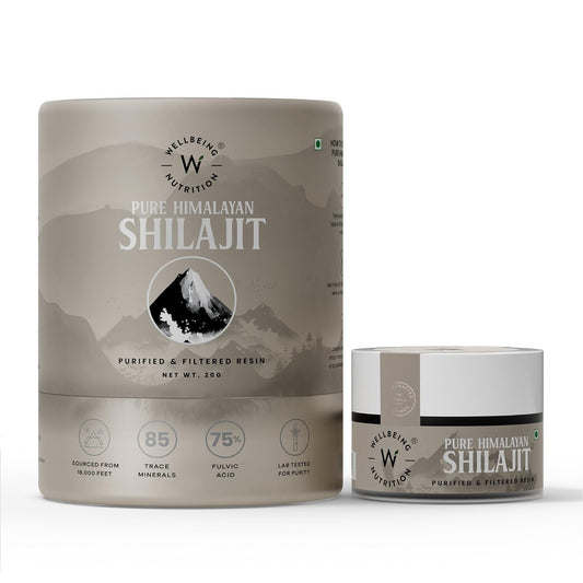 Wellbeing Nutrition Pure & Natural Himalayan Shilajit Original Resin 20g for Strength, Stamina & Performance | Shilajit Resin for Men & Women with 75% Fulvic Acid & 85 Trace Minerals | Lab Tested