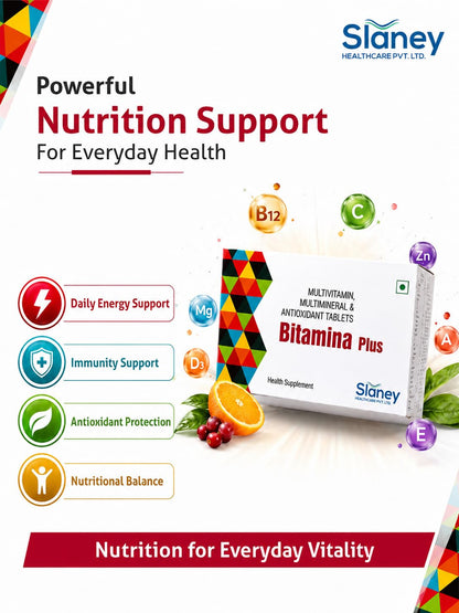 Slaney Bitamina Plus | Multivitamin Multimineral & Antioxidant Tablets | Daily Health Supplement for Immunity, Energy & Overall Wellness | 10 Tablets | Slaney