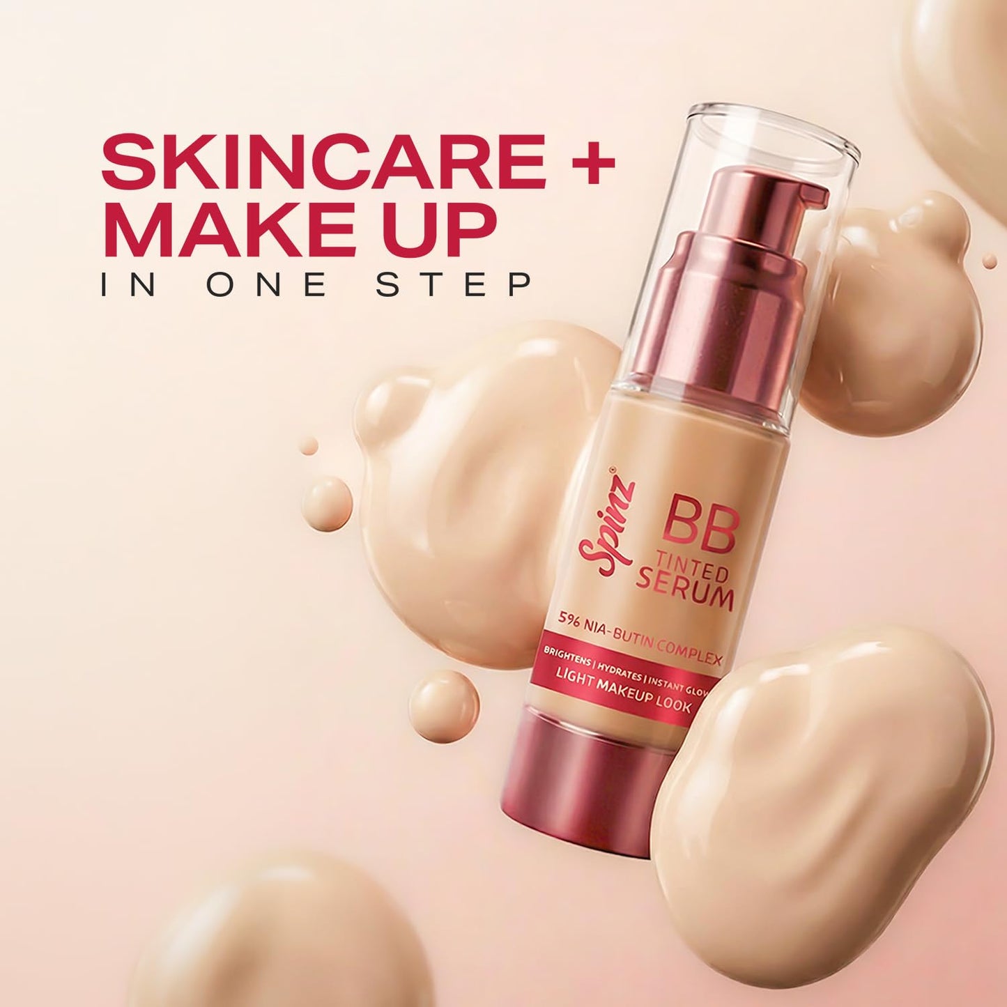 Spinz BB Skin Tint Face Serum Infused with Niacinamide | Instantly Brightens & Evens Skin Tone | Reduces Dark Spots & Pigmentation | Lightweight, Non-Sticky Glow |30ml