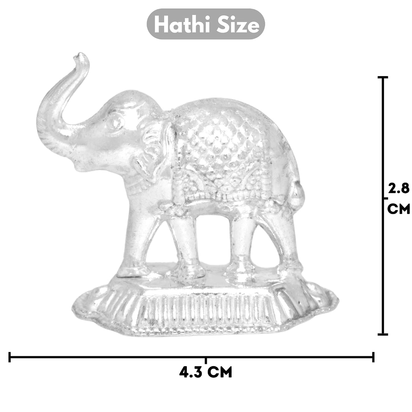 Vail Creations German Silver Hathi Vastu Idol Decoration for Rahu Pooja Room Home Worship Gift Office Items | Silver Elephant Statue