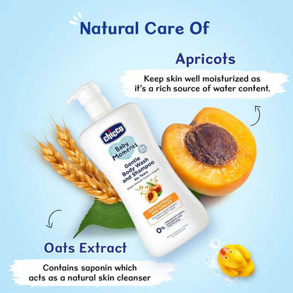 Chicco Baby Moments Gentle Body Wash And Shampoo For Rich Moisturised Skin & Soft Hair 500ml