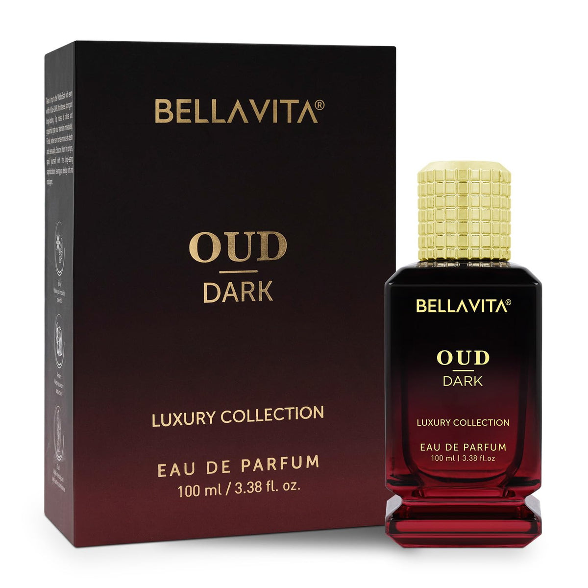 Bella Vita Oud Dark perfume bottle and packaging on a white background