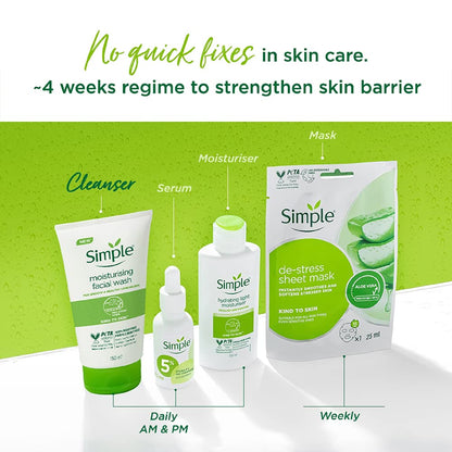 Simple Kind To Skin Moisturising Facial Wash 150 ml | 100% Soap-Free Facewash that leaves your skin moisturised | For normal to dry skin